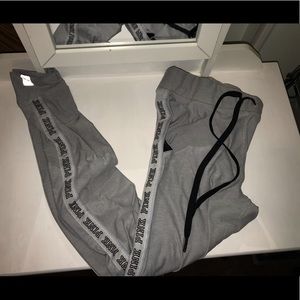 vs PINK grey/black/white logo ultimate joggers